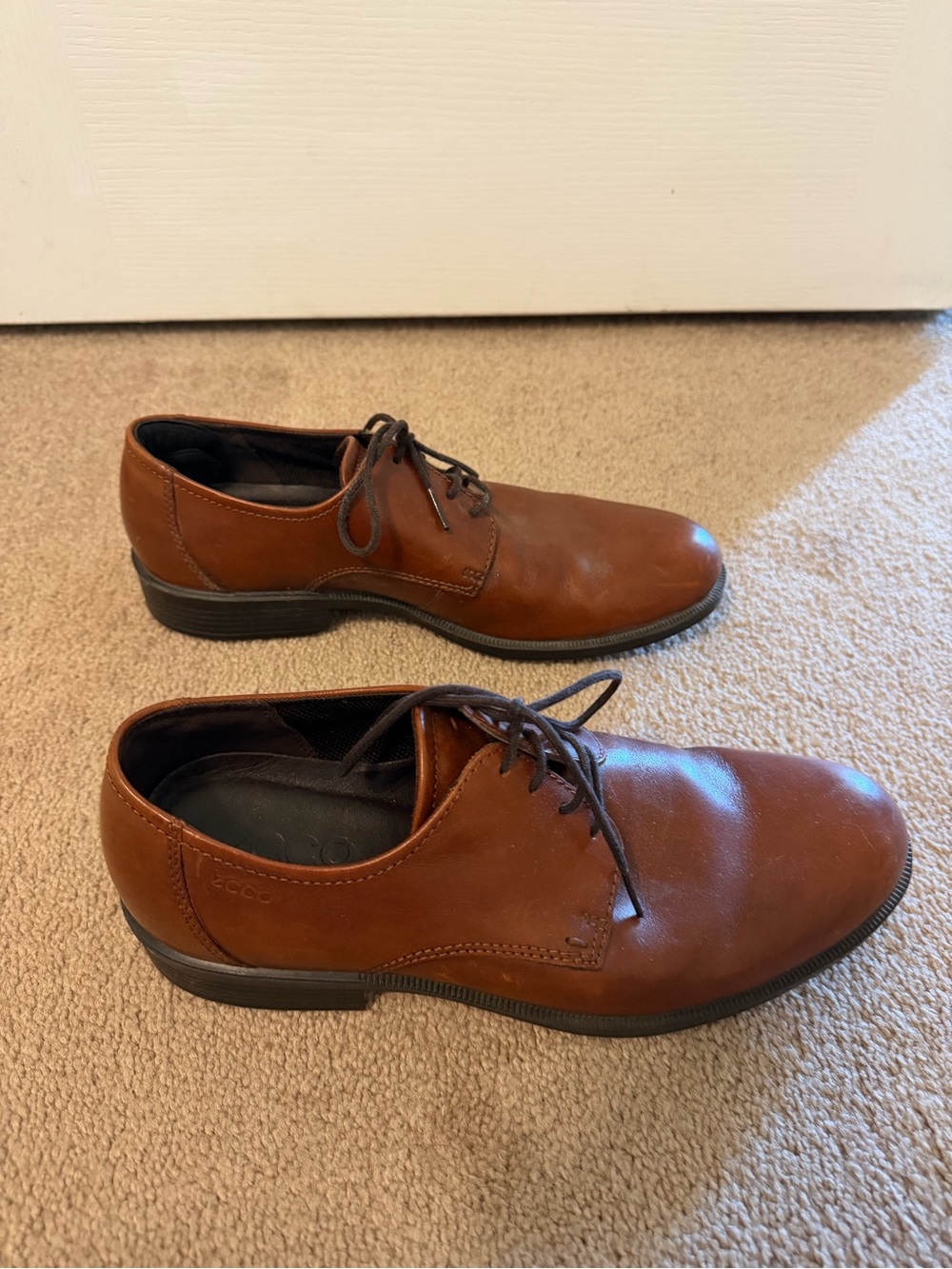 Ecco Men’s Chestnut Brown Leather Derby Lace-Up Shoes
